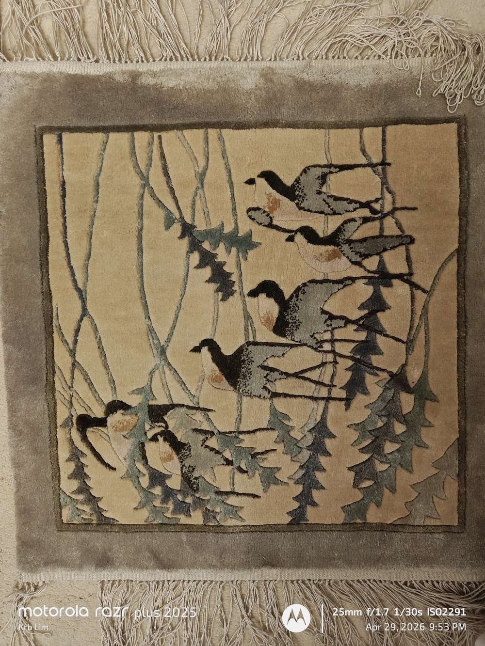 Chinese Crane Art Deco Rug